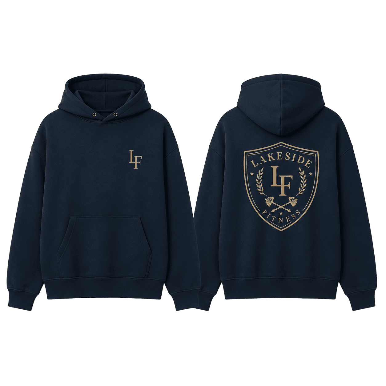 Barbell Crest Hoodie in Navy