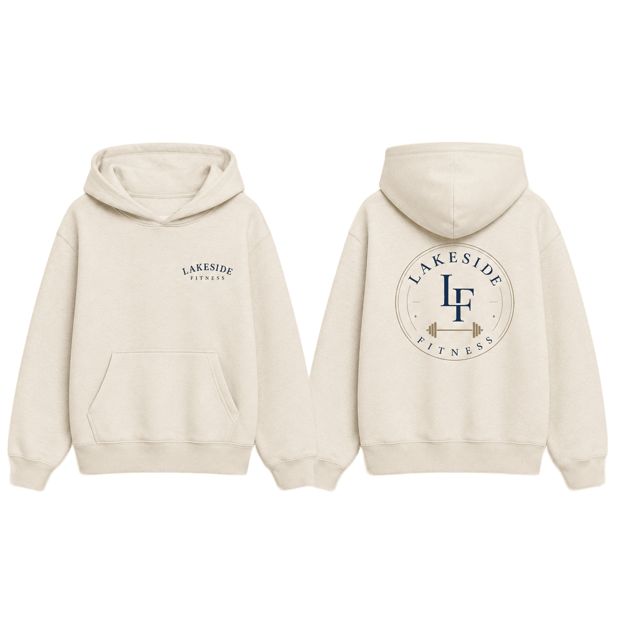 Dumbbell Medallion Hoodie in Oatmeal