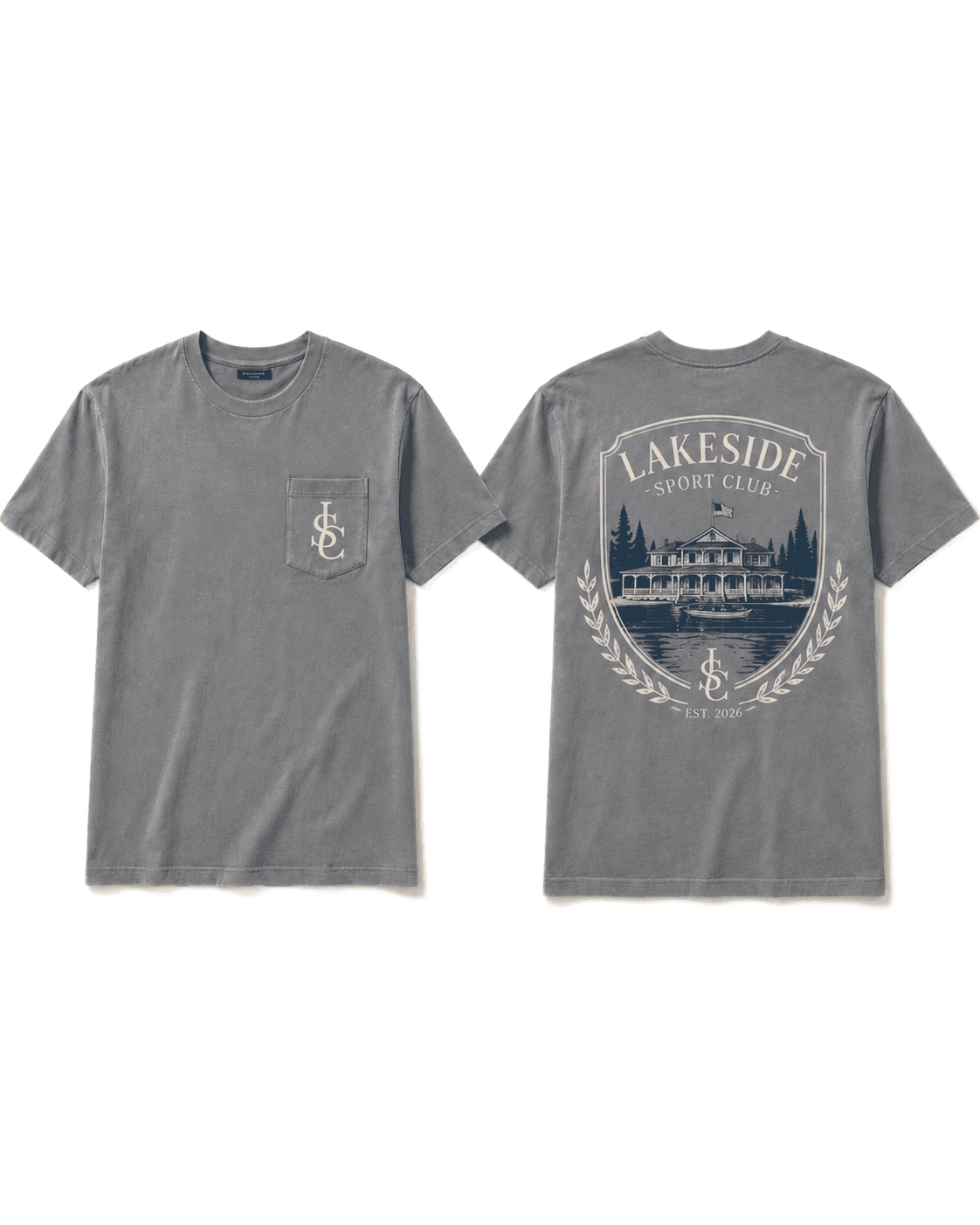 Boathouse Crest Pocket Tee in Slate