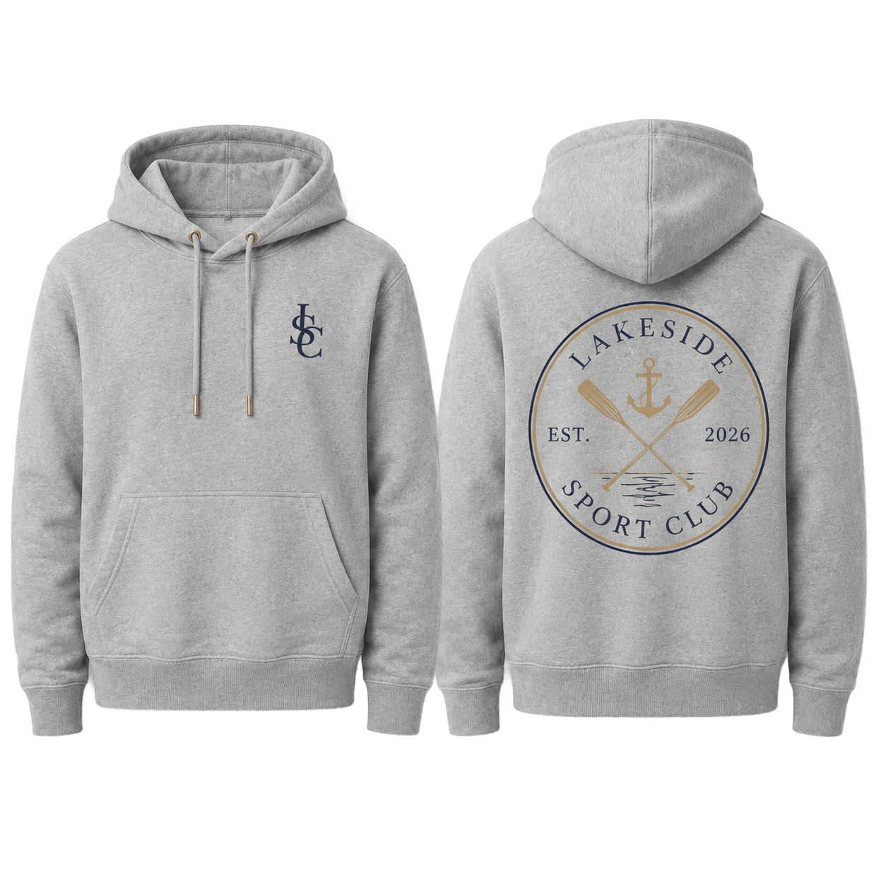 Anchor & Oars Hoodie in Heather Grey