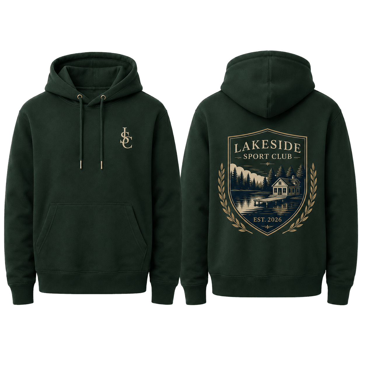 Lake Shield Hoodie in Forest