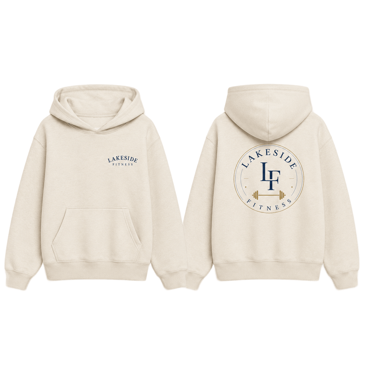 Dumbbell Medallion Hoodie in Oatmeal