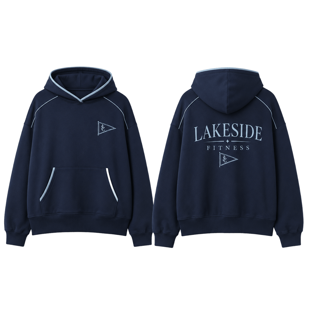 Piped Burgee Training Hoodie in Navy