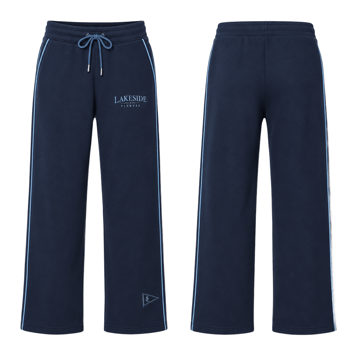 Piped Wide-Leg Sweatpant in Navy