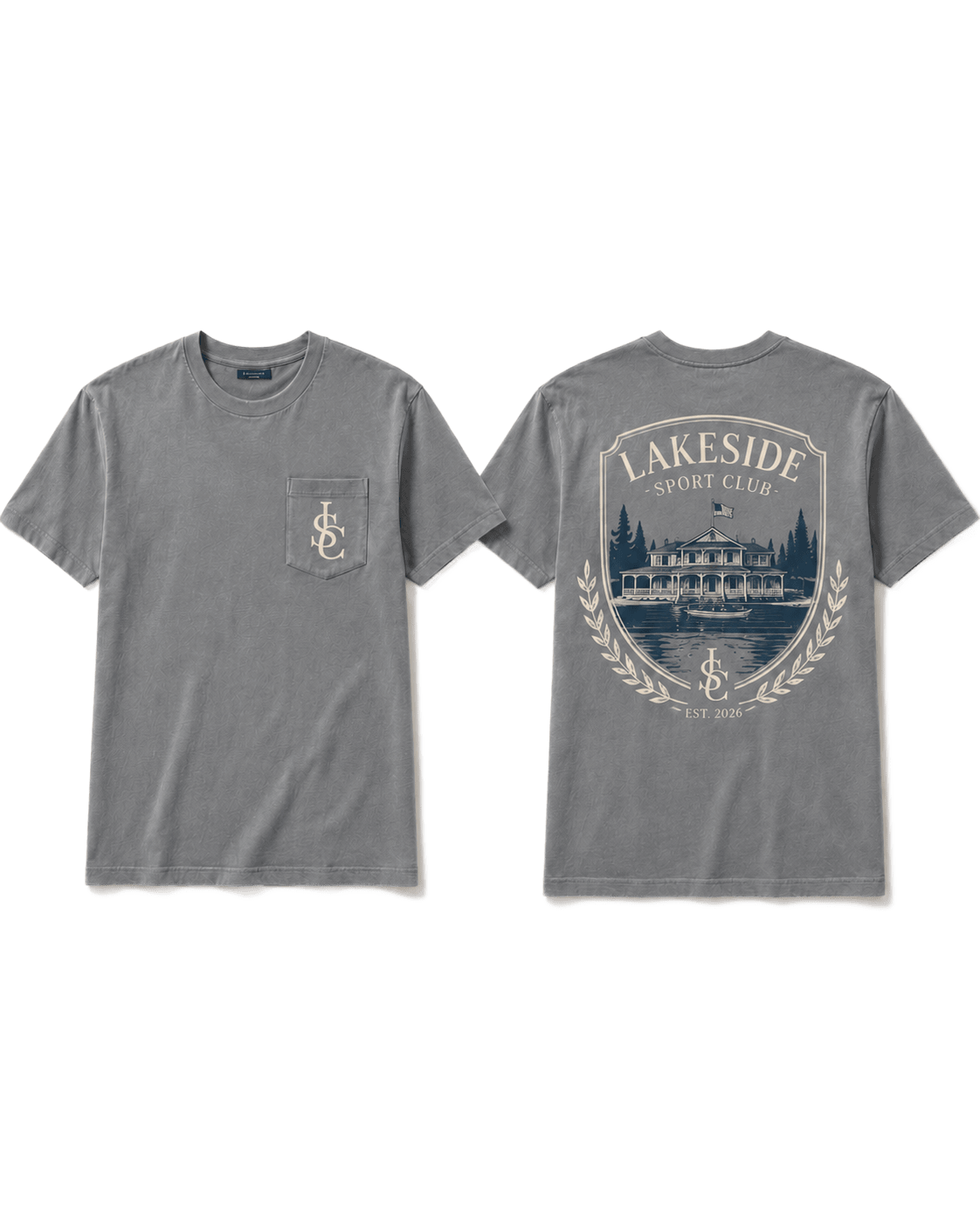 Boathouse Crest Pocket Tee in Slate