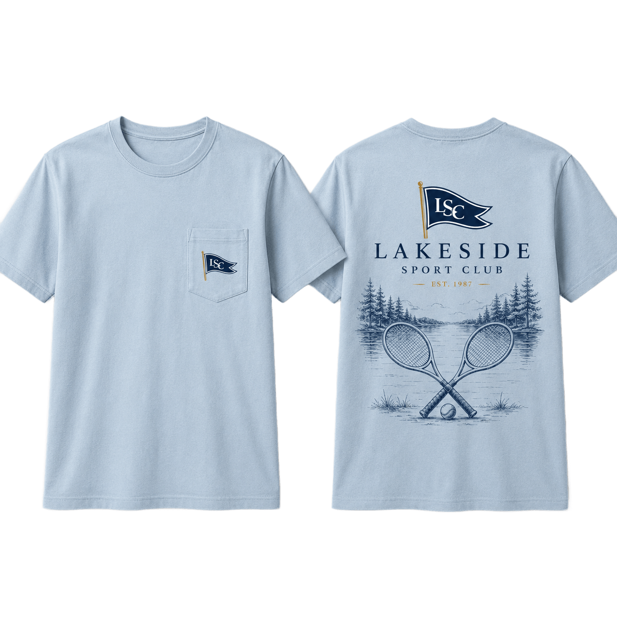 Court Pocket Tee in Light Blue
