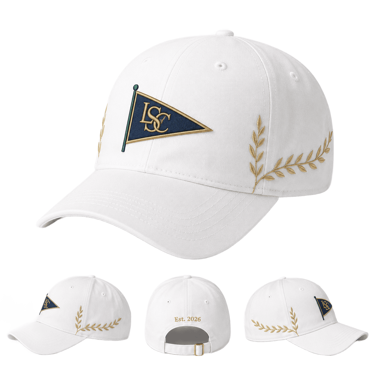 Laurel Pennant Cap in White