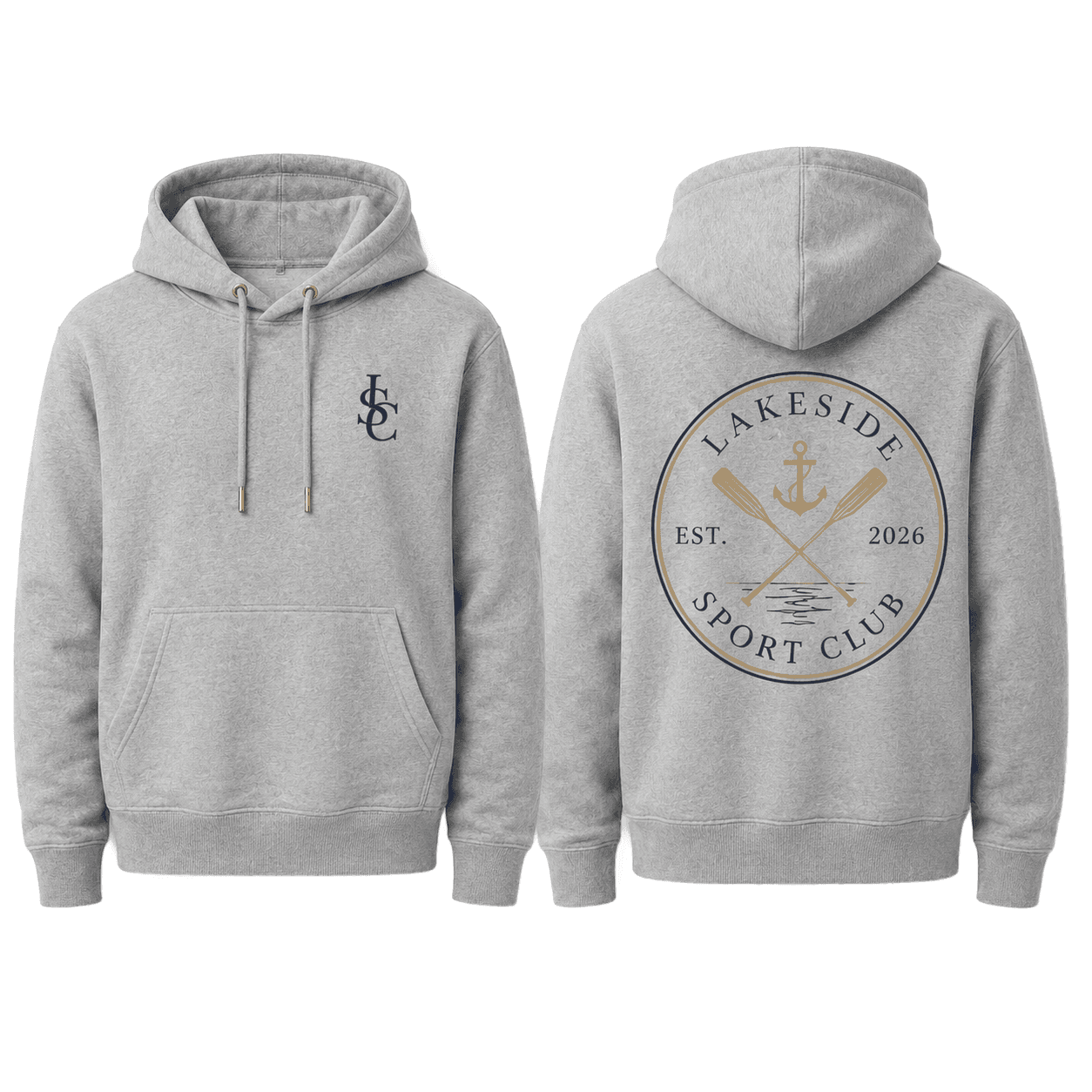 Anchor & Oars Hoodie in Heather Grey