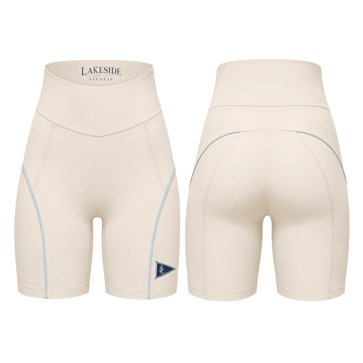 Piped Bike Short in Cream