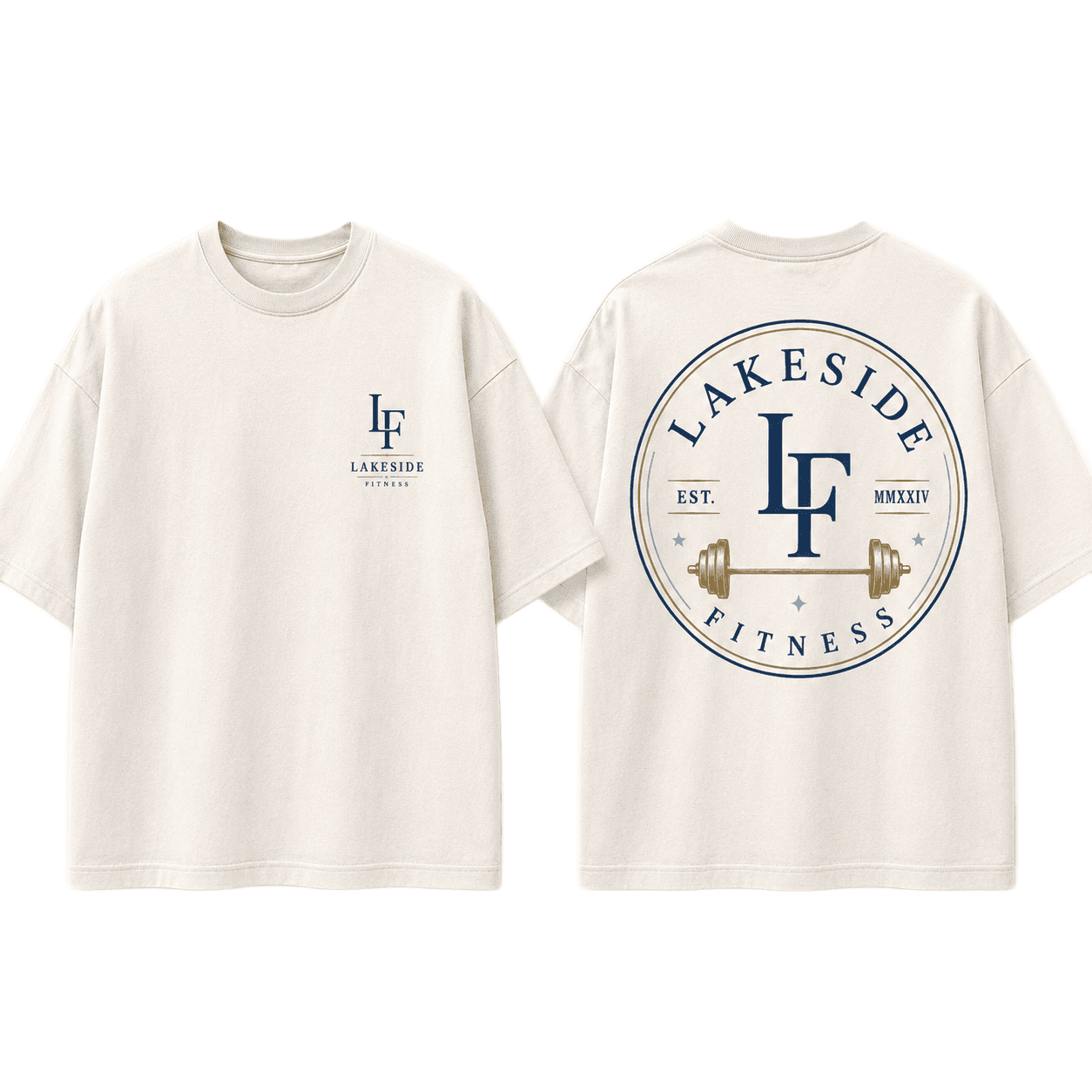 Barbell Emblem Oversized Tee in Cream