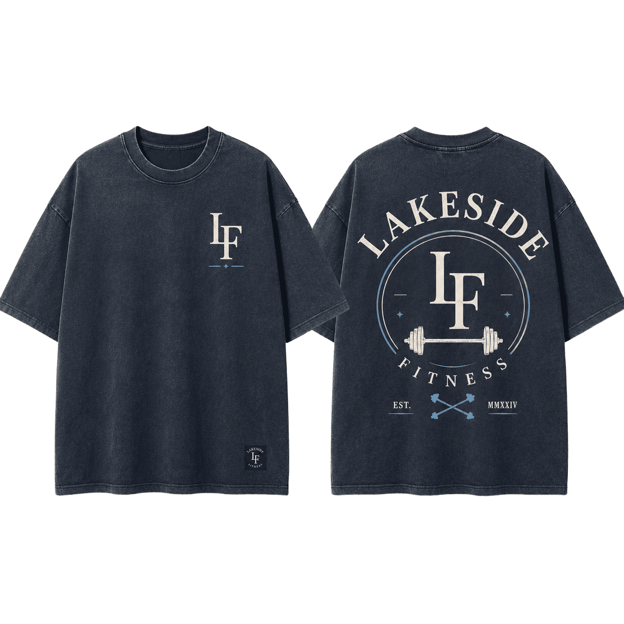 Arched Crest Oversized Tee in Washed Navy
