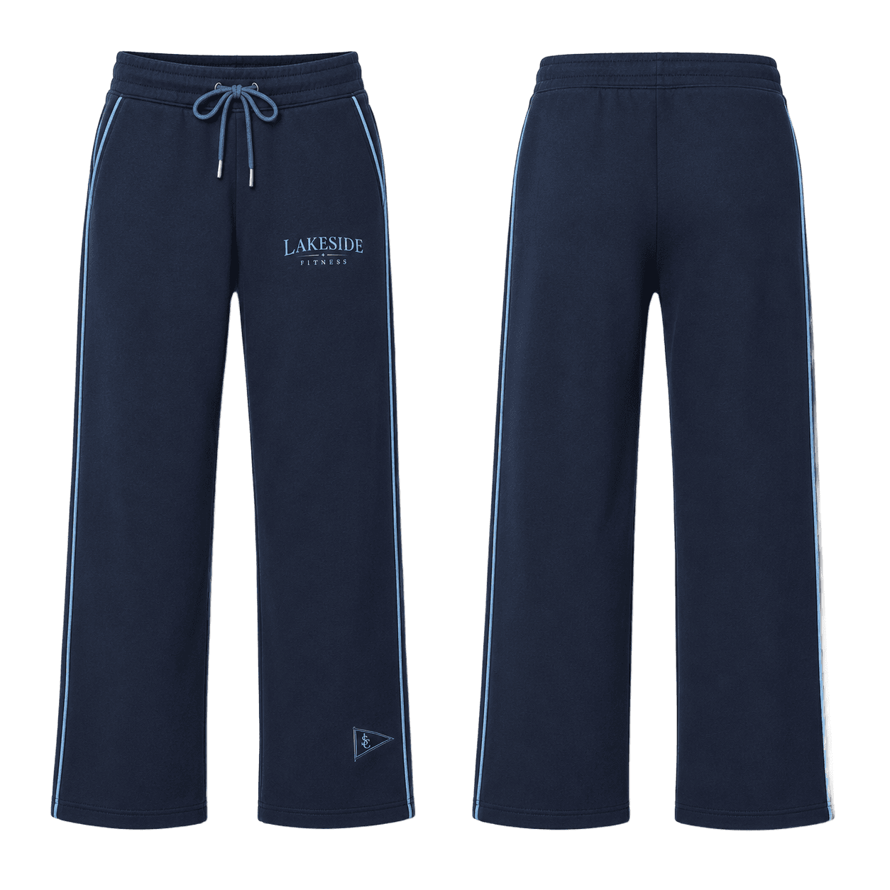 Piped Wide-Leg Sweatpant in Navy