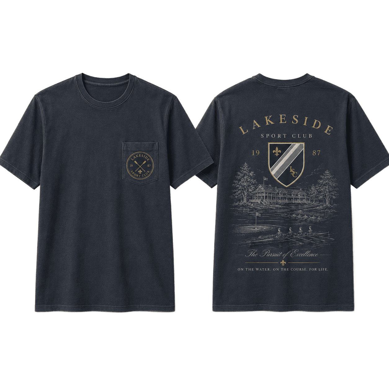 Regatta Crest Pocket Tee in Washed Navy
