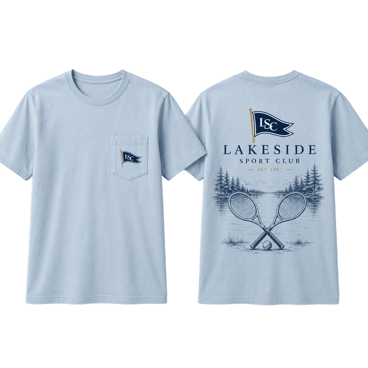Court Pocket Tee in Light Blue