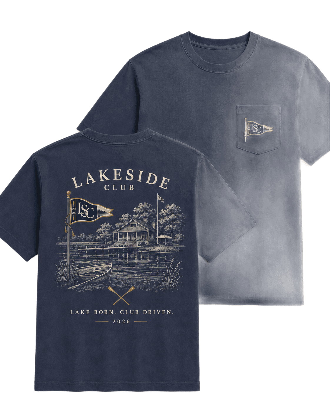 Lake Born Pocket Tee in Washed Navy