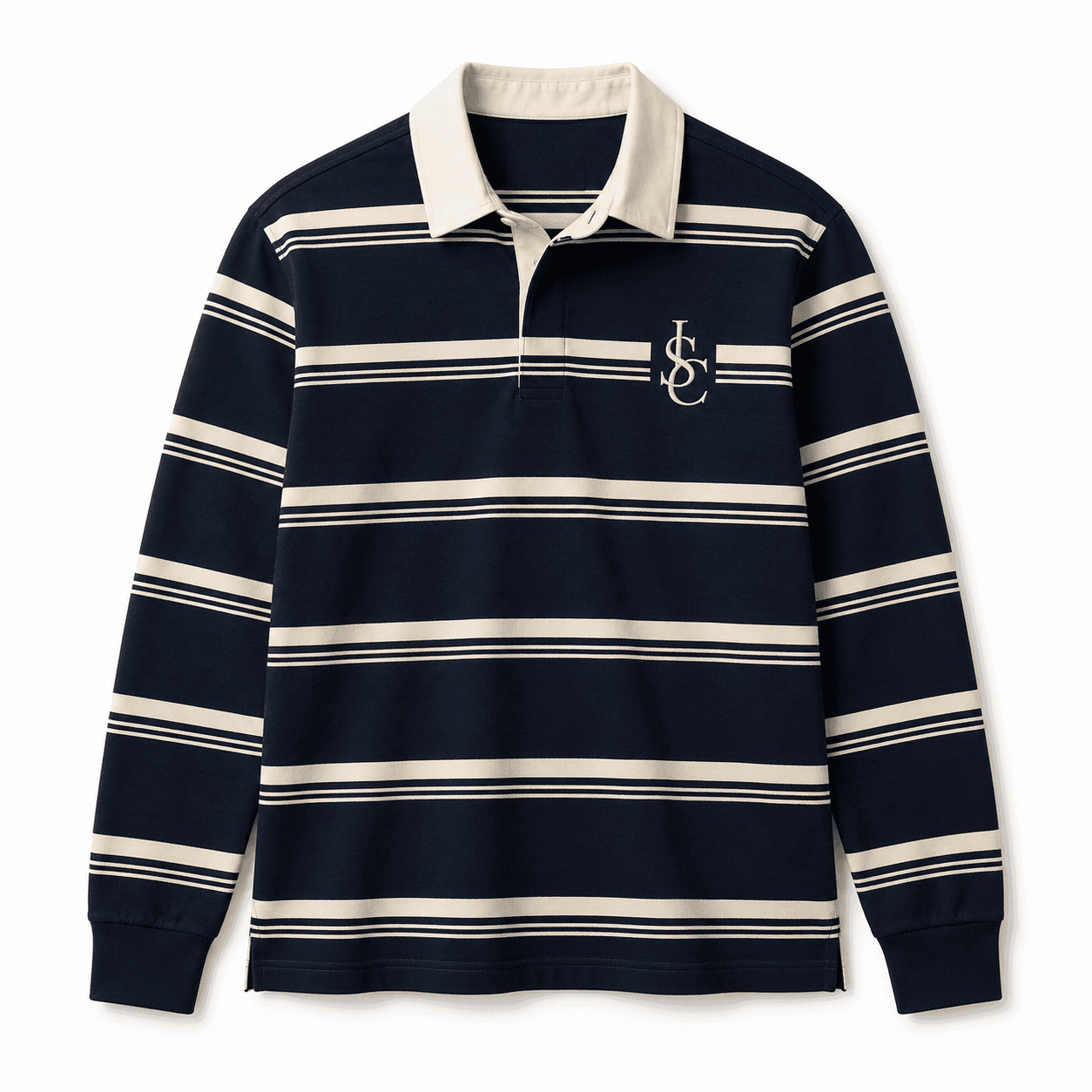 Stripe Rugby Quarter-Zip in Navy