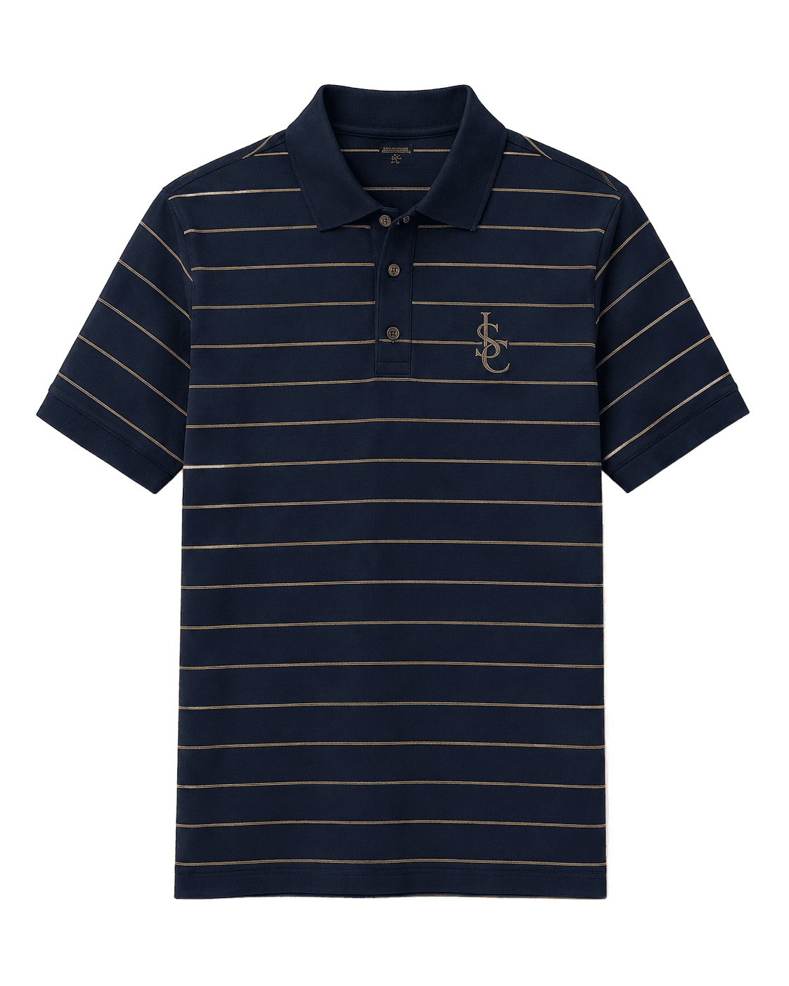 Gold Stripe Monogram Polo in Navy